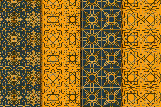 平面设计平面线性阿拉伯模式收集套装阿拉伯图案分类