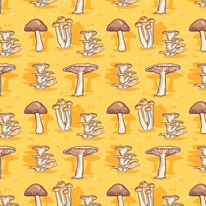 蘑菇手绘蘑菇图案手绘真菌装饰图案