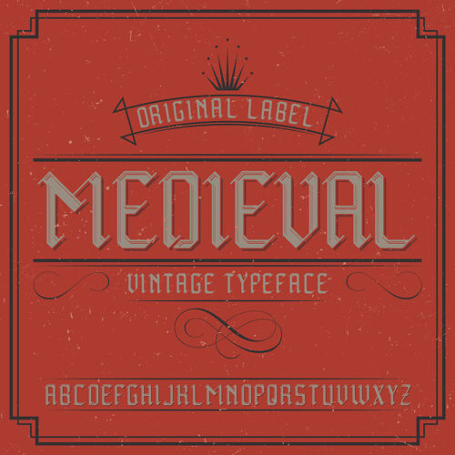 标签名为midieval.的复古标签字体类型标题脚本