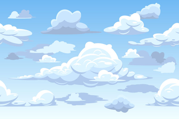 自然横向无缝云图案天蓝色空气
