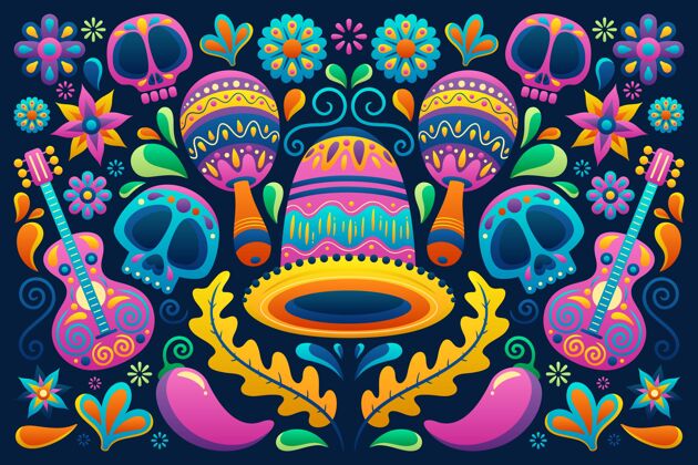 墨西哥手绘墨西哥背景cincodemayo墨西哥手绘五彩