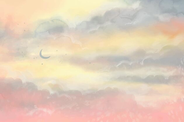 水彩手绘水彩粉彩天空背景背景手绘粉彩背景