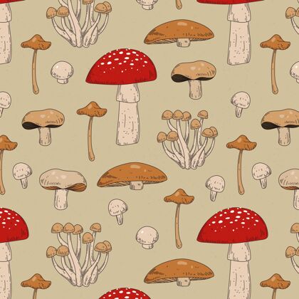 蘑菇收藏手绘蘑菇图案蘑菇背景图案收藏蘑菇