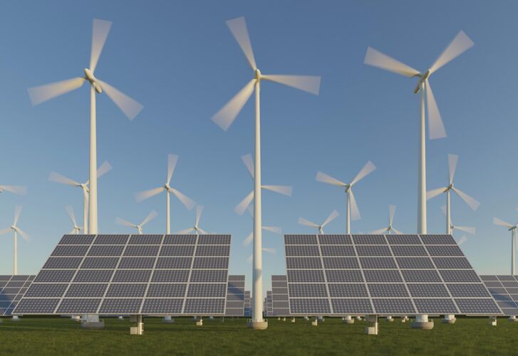 保护自然节能3d太阳能面板项目3d风车可再生能源