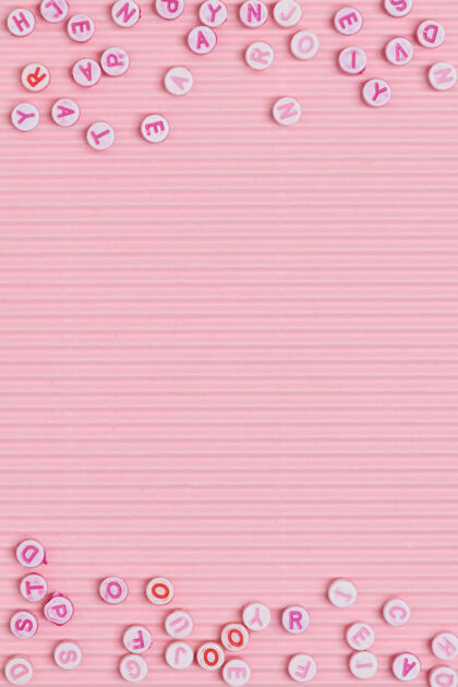 粉彩字母珠子边框粉色背景字母少女可爱