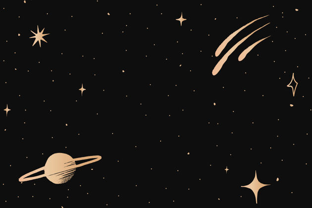 边框土星银河系金色星空边界黑色背景美学天堂星际