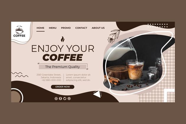 热饮咖啡杯登录页模板咖啡商务登陆页面