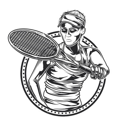 性格女孩打网球的插图球场女孩网