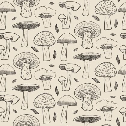 彩色背景手绘蘑菇图案蘑菇背景图案