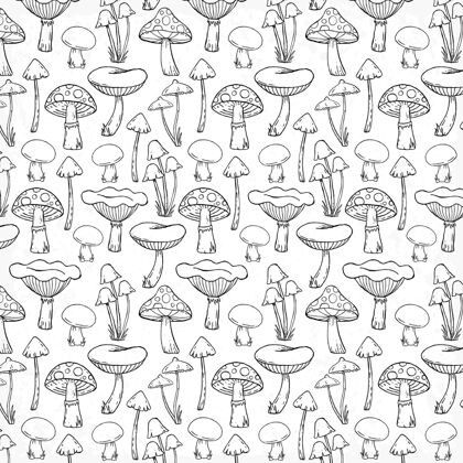 手绘手绘蘑菇图案背景蘑菇蘑菇背景