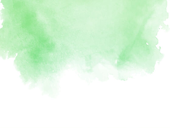 手绘抽象的绿色水彩质感笔划污渍墨水