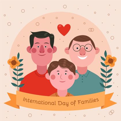 父母卡通国际家庭日插画国际卡通全球