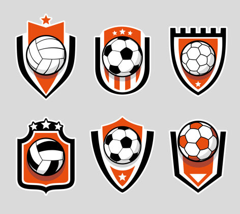 锦标赛足球和足球彩色标志集学校形状足球