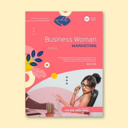 企业女商人垂直传单模板商业女性准备打印商业