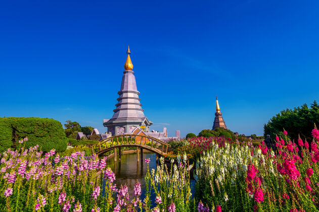 宗教泰国清迈doiinthanon国家公园的标志性宝塔佛教神奇宝塔