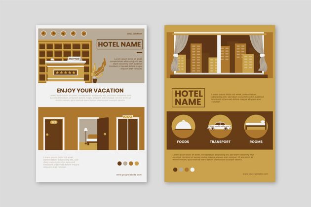 准备打印现代酒店信息传单插图度假村酒店室内