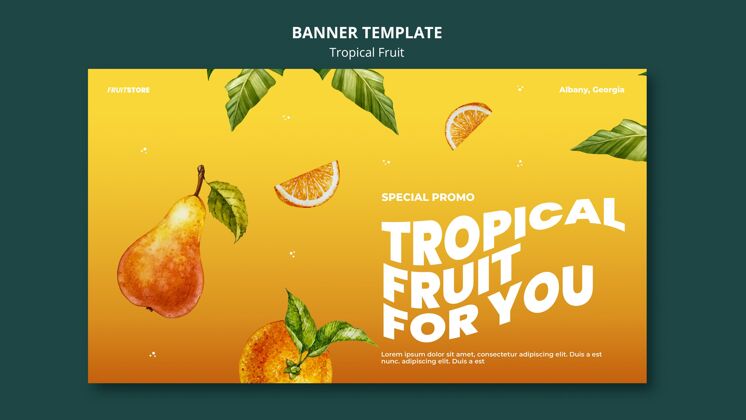 横幅热带水果横幅模板天然有机热带水果