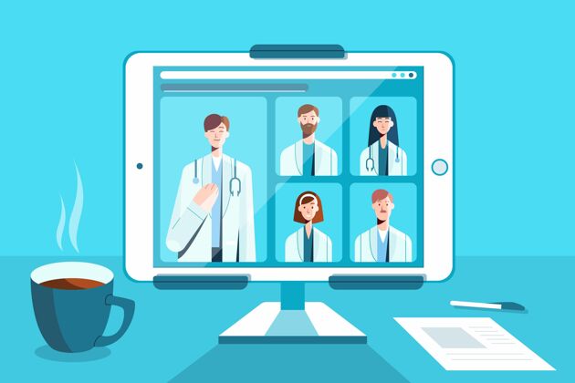 医学在线医疗会议与平板电脑健康人医疗保健
