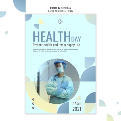 医疗保健创意世界卫生日海报模板与照片传单健康医学