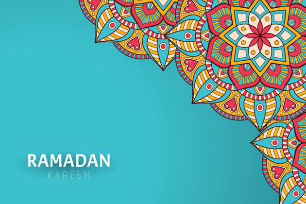 曼荼罗Ramadamkareem背景和曼荼罗装饰东方锦缎伊斯兰