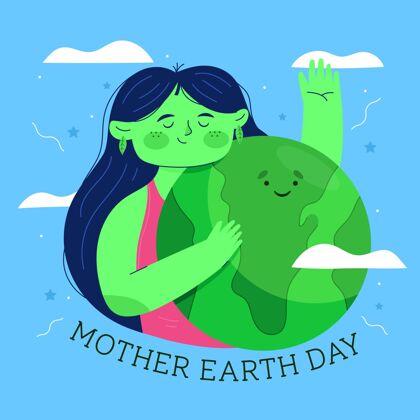 地球母亲卡通地球母亲节插画庆典花事件