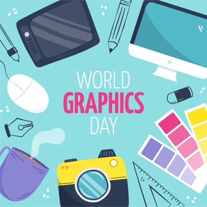 传播设计手绘世界图形日插画全球平面设计师世界图形日