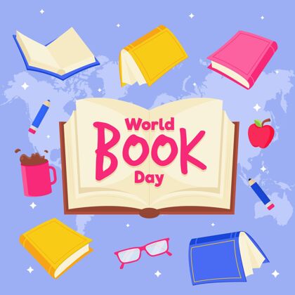 平面设计平面世界图书日插画阅读国际庆典