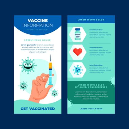 信息平面手绘冠状病毒疫苗接种宣传册商业准备打印宣传册