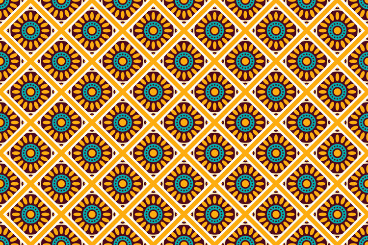 花卉几何无缝图案 圆形元素阿拉伯古董东方