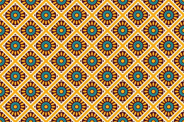 花卉几何无缝图案 圆形元素阿拉伯古董东方