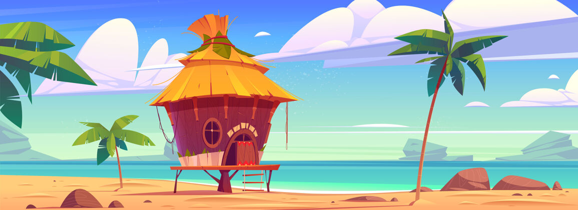 房间热带岛屿度假村的海滩小屋太阳海岸建筑