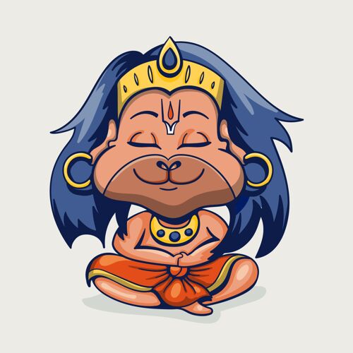 印度卡通哈努曼·贾扬蒂插画印度教神印度教卡通