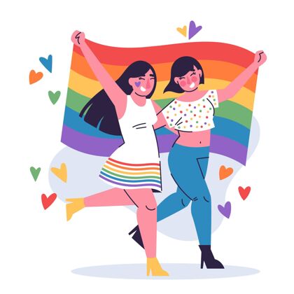 心脏有机平面女同性恋夫妇与lgbt的旗帜女同性恋同性恋旗帜