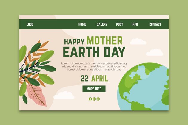 地球母亲日地球母亲日登陆页模板庆典生态系统花