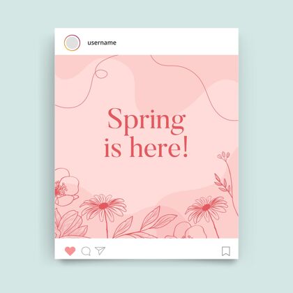 准备打印花朵单色春季instagram帖子自然Instagram帖子帖子