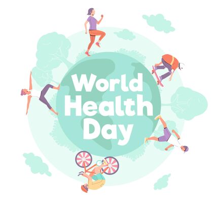 庆祝手绘世界卫生日插图幸福世界卫生日国际