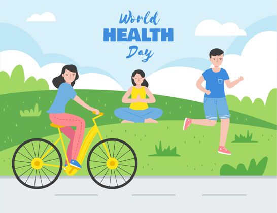 全球手绘世界卫生日插图医疗保健插图世界卫生组织