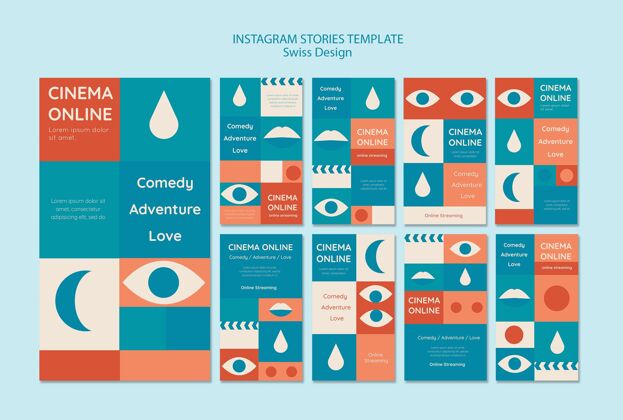 多边形瑞士设计instagram故事集社交媒体模板包装