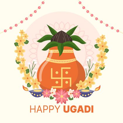 快乐的乌加迪平平快乐的乌加迪插画庆祝平面设计古迪帕德瓦