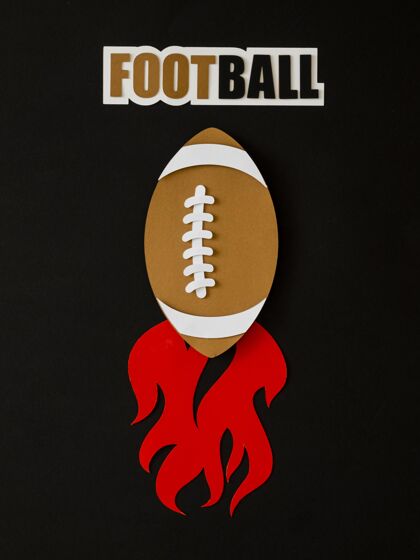 垂直火焰美式足球的顶视图美国活动美式足球