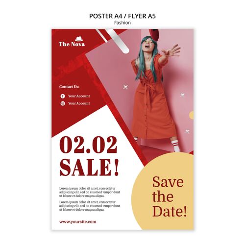 印刷模板时尚海报模板与照片时尚时尚海报