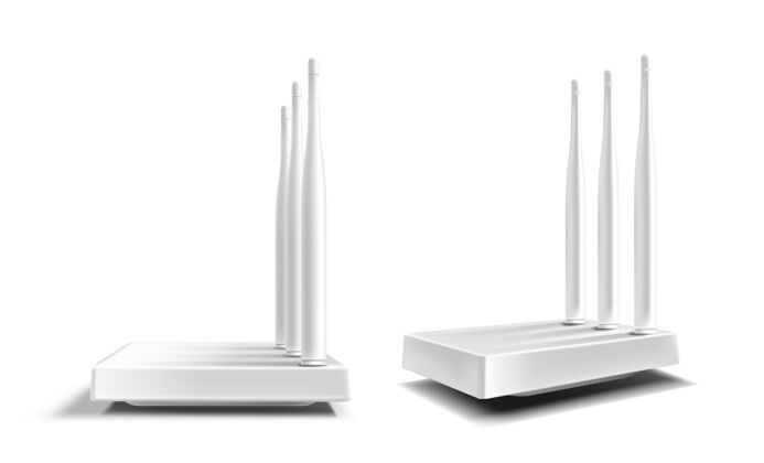 系统无线路由器 无线宽带调制解调器与天线隔离在白色网络连接侧线