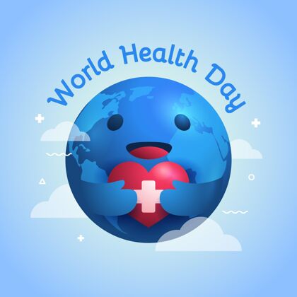 插图世界卫生日插图与地球抱心健康星球平面设计