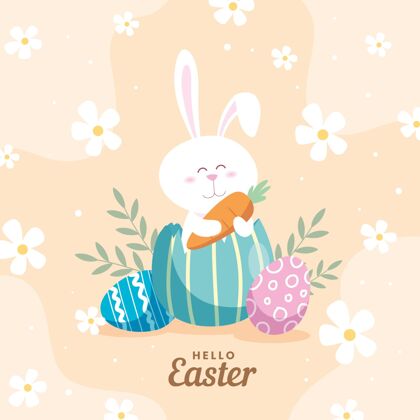 可爱手绘可爱的复活节兔子插图帕斯卡复活节插图
