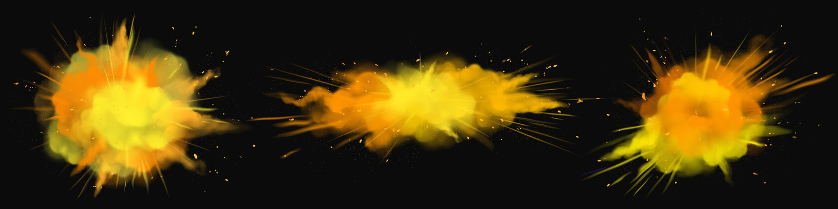 爆炸粉胡里漆橙色 金色 黄色爆云 泼墨 装饰鲜艳的染料 为节日隔离上黑色飞溅灰尘节日