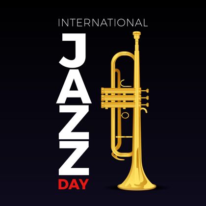 小号手绘国际爵士乐日插画与小号经典庆典国际爵士乐日
