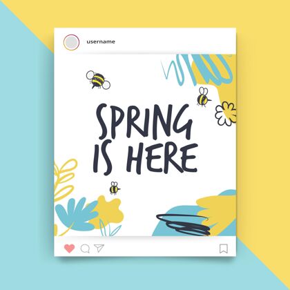 模板抽象画孩子般的春天instagram帖子Instagram开花绘画