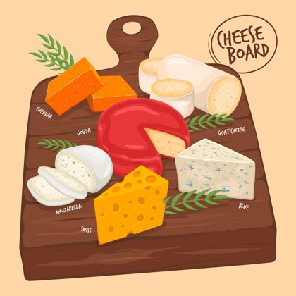 食物手绘奶酪板插图奶酪板奶酪烹饪