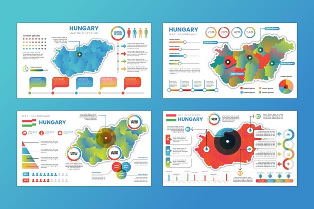 信息图匈牙利地图信息图国家模板梯度