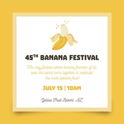 手绘手绘方形传单香蕉节乐趣节日节日
